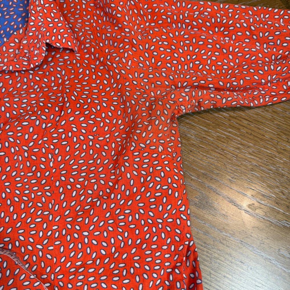 Gretchen Scott Cotton Button Down Patterned Bell Sleeve Blouse Size Medium - Picture 9 of 9